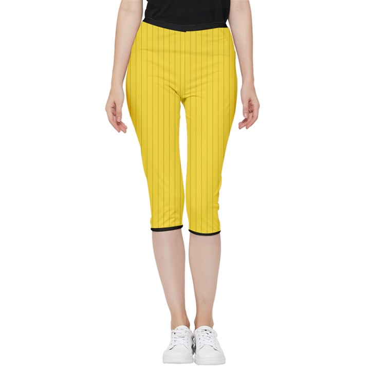 Just Yellow - Inside Out Lightweight Velour Capri Leggings 