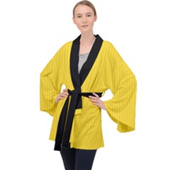 Just Yellow - Long Sleeve Velvet Kimono  by FashionLane