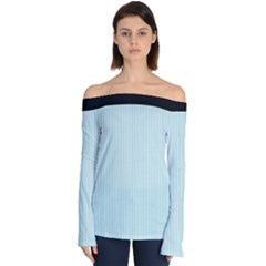 Pale Blue - Off Shoulder Long Sleeve Top by FashionLane
