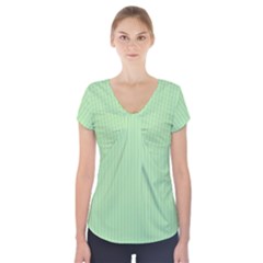 Pale Green - Short Sleeve Front Detail Top