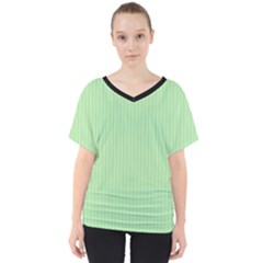 Pale Green - V-neck Dolman Drape Top by FashionLane