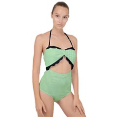 Pale Green - Scallop Top Cut Out Swimsuit by FashionLane