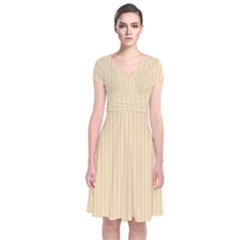 Pale Orange - Short Sleeve Front Wrap Dress by FashionLane
