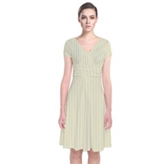 Pale Yellow - Short Sleeve Front Wrap Dress by FashionLane