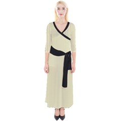 Pale Yellow - Quarter Sleeve Wrap Maxi Dress by FashionLane