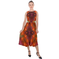 Landscape In A Colorful Structural Habitat Ornate Midi Tie-back Chiffon Dress by pepitasart
