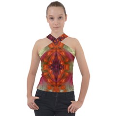 Landscape In A Colorful Structural Habitat Ornate Cross Neck Velour Top by pepitasart