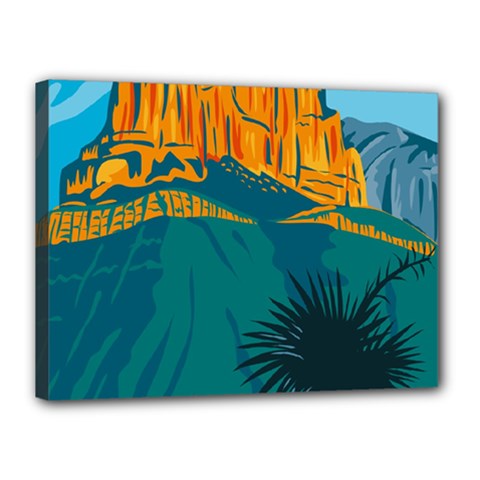 Guadalupe Mountains National Park With El Capitan Peak Texas United States Wpa Poster Art Color Canvas 16  X 12  (stretched) by retrovectors