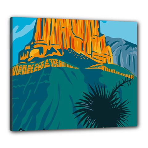 Guadalupe Mountains National Park With El Capitan Peak Texas United States Wpa Poster Art Color Canvas 24  X 20  (stretched) by retrovectors