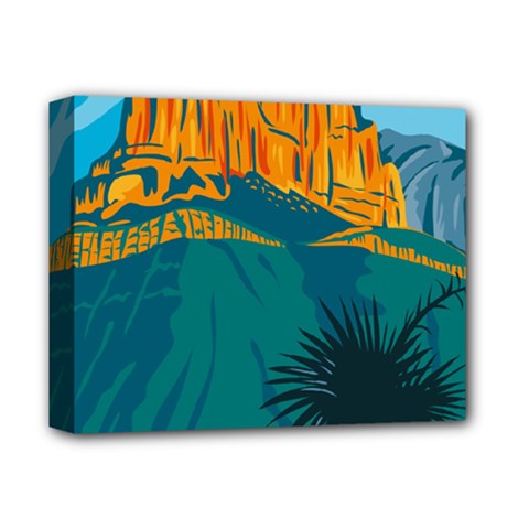 Guadalupe Mountains National Park With El Capitan Peak Texas United States Wpa Poster Art Color Deluxe Canvas 14  X 11  (stretched) by retrovectors