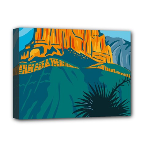 Guadalupe Mountains National Park With El Capitan Peak Texas United States Wpa Poster Art Color Deluxe Canvas 16  X 12  (stretched)  by retrovectors