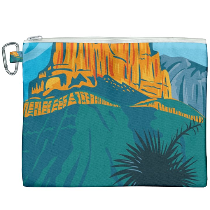 Guadalupe Mountains National Park with El Capitan Peak Texas United States WPA Poster Art Color Canvas Cosmetic Bag (XXXL)