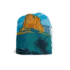 Guadalupe Mountains National Park With El Capitan Peak Texas United States Wpa Poster Art Color Drawstring Pouch (large)