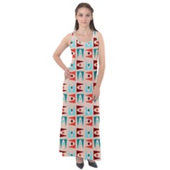 Retro Digital Sleeveless Velour Maxi Dress