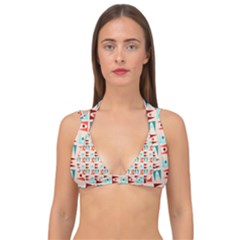 Retro Digital Double Strap Halter Bikini Top