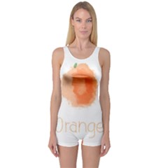 Orange Fruit Watercolor Painted One Piece Boyleg Swimsuit
