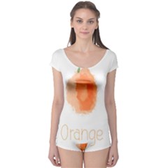 Orange Fruit Watercolor Painted Boyleg Leotard 