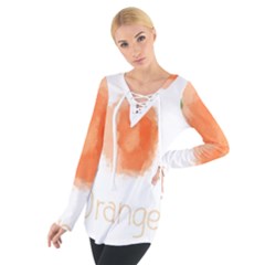 Orange Fruit Watercolor Painted Tie Up Tee by Mariart