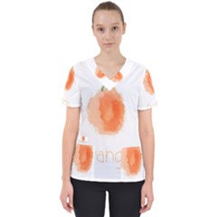 Orange Fruit Watercolor Painted Women s V-neck Scrub Top by Mariart