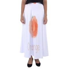 Orange Fruit Watercolor Painted Flared Maxi Skirt