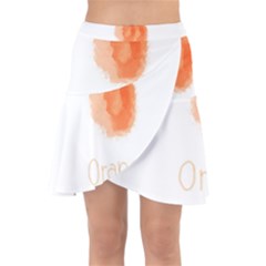 Orange Fruit Watercolor Painted Wrap Front Skirt