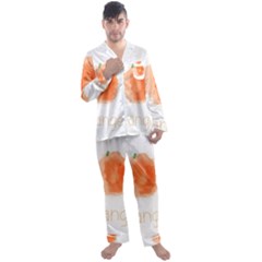 Orange Fruit Watercolor Painted Men s Long Sleeve Satin Pajamas Set