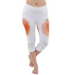 Orange Fruit Watercolor Painted Lightweight Velour Capri Yoga Leggings
