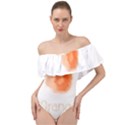 Orange Fruit Watercolor Painted Off Shoulder Velour Bodysuit  View1