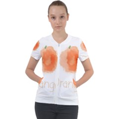 Orange Fruit Watercolor Painted Short Sleeve Zip Up Jacket by Mariart