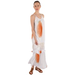 Orange Fruit Watercolor Painted Cami Maxi Ruffle Chiffon Dress by Mariart