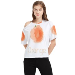 Orange Fruit Watercolor Painted One Shoulder Cut Out Tee