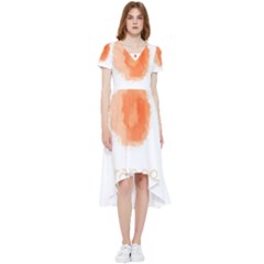 Orange Fruit Watercolor Painted High Low Boho Dress