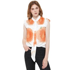 Orange Fruit Watercolor Painted Frill Detail Shirt