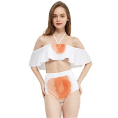 Orange Fruit Watercolor Painted Halter Flowy Bikini Set 