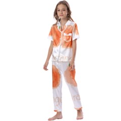 Orange Fruit Watercolor Painted Kids  Satin Short Sleeve Pajamas Set