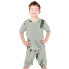 Banana Pattern Plant Kids  Tee And Shorts Set