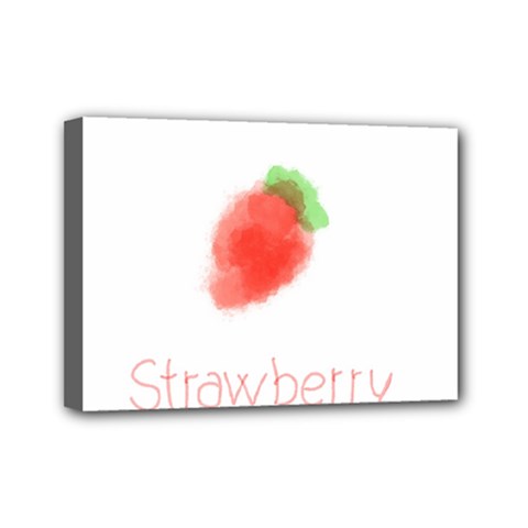 Strawbery Fruit Watercolor Painted Mini Canvas 7  X 5  (stretched)