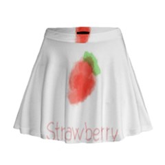 Strawbery Fruit Watercolor Painted Mini Flare Skirt