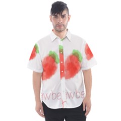 Strawbery Fruit Watercolor Painted Men s Short Sleeve Shirt