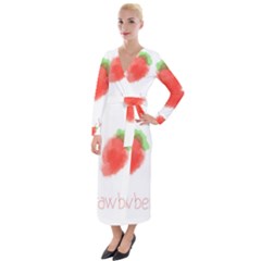 Strawbery Fruit Watercolor Painted Velvet Maxi Wrap Dress