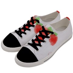 Strawbery Fruit Watercolor Painted Men s Low Top Canvas Sneakers by Mariart