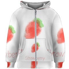 Strawbery Fruit Watercolor Painted Kids  Zipper Hoodie Without Drawstring