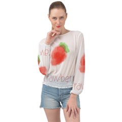 Strawbery Fruit Watercolor Painted Banded Bottom Chiffon Top