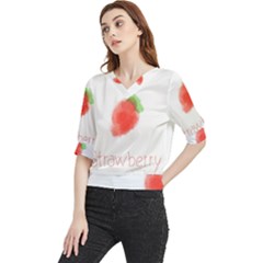 Strawbery Fruit Watercolor Painted Quarter Sleeve Blouse