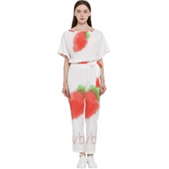 Strawbery Fruit Watercolor Painted Batwing Lightweight Jumpsuit