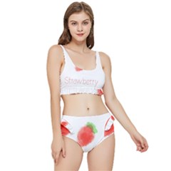 Strawbery Fruit Watercolor Painted Frilly Bikini Set