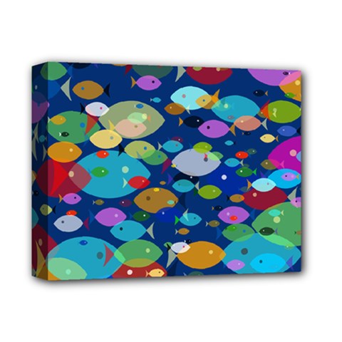 Illustrations Sea Fish Swimming Colors Deluxe Canvas 14  X 11  (stretched) by Alisyart