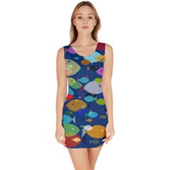 Illustrations Sea Fish Swimming Colors Bodycon Dress