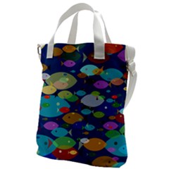 Illustrations Sea Fish Swimming Colors Canvas Messenger Bag