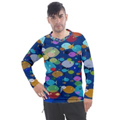 Illustrations Sea Fish Swimming Colors Men s Pique Long Sleeve Tee